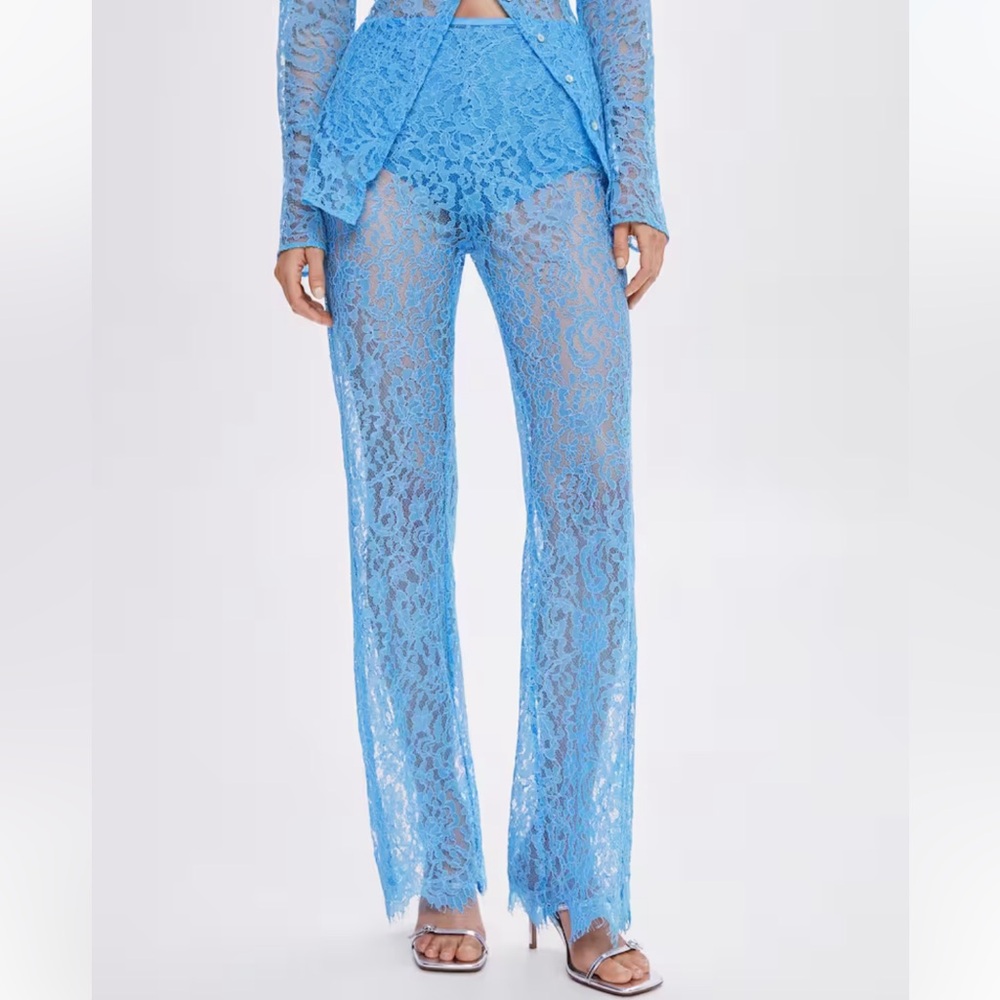 Mango Guipure Palazzo Pants
